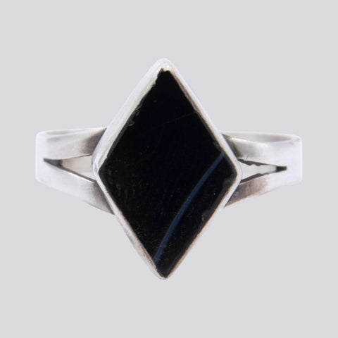 Banded Black Onyx Ring - Size 9