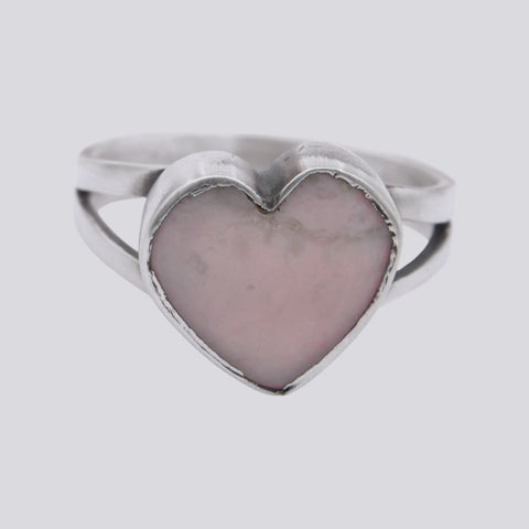 Pink Opal Heart Ring - Size 7
