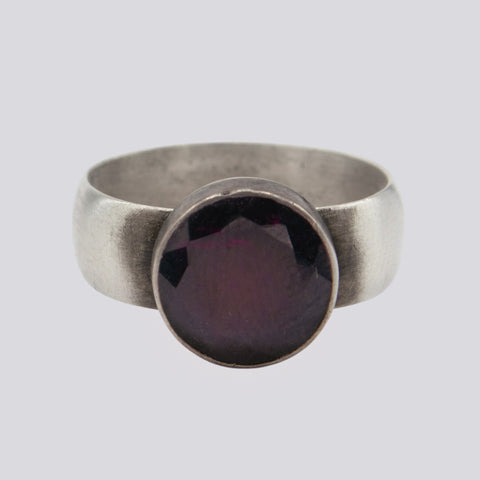 Faceted Rhodolite Garnet Ring