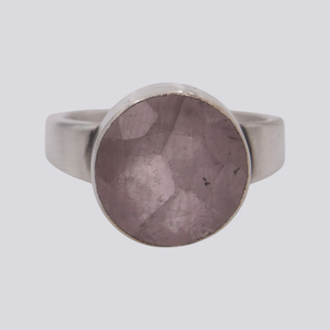 Faceted Rose Quartz Ring - Size 6