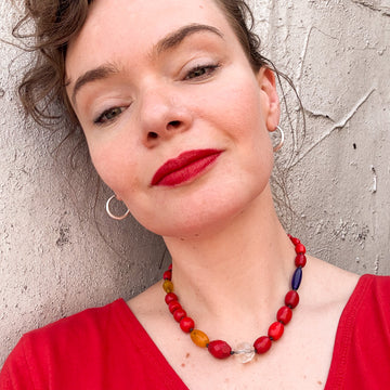 Knotted Antique African Bead Necklace