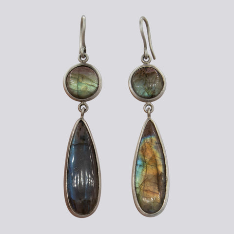 Labradorite Earrings With Teardrop Dangles