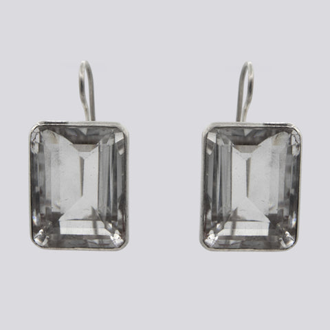 Large Faceted Clear Quartz Earrings