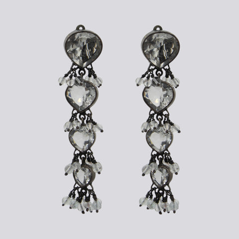 Large Clear Quartz Clip On Earrings With Dangles