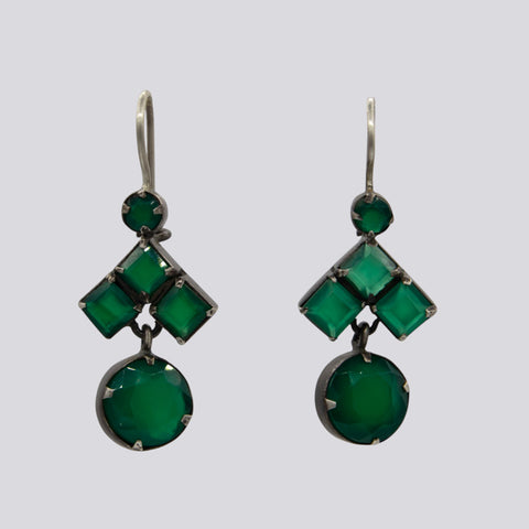 Faceted Green Onyx Earrings