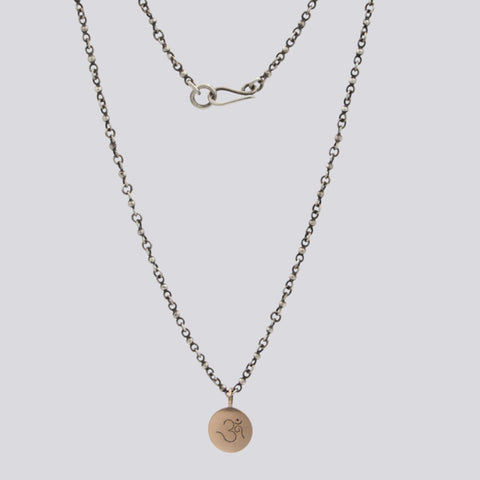 Etched Om Disc Gold Pendant Necklace