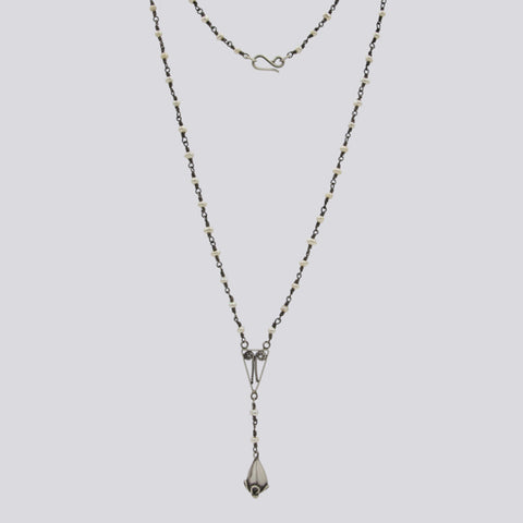 Pearl Rosary with Filigree Drop