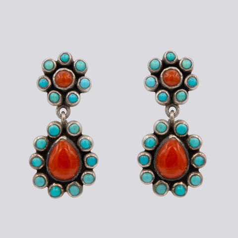 Coral and Turquoise Earrings - EARRINGS 38