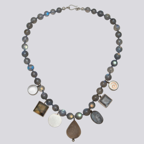 Knotted Labradorite Charm Necklace