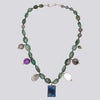Knotted Emerald and Labradorite Charm Necklace