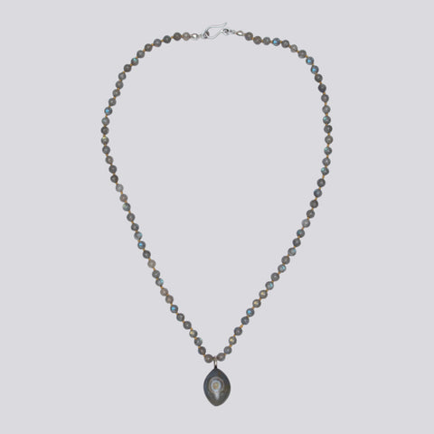 Knotted Labradorite And Eye Agate Necklace