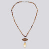 Knotted Hessonite Garnet Necklace with Eye Agate and Citrine Pendant