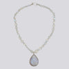 Knotted Rainbow Moonstone Necklace with Teardrop Pendant
