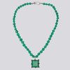 Knotted Chrysoprase Necklace with Square Pendant