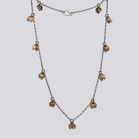 Chain Necklace With 10K Gold Leafs  - P10KG ARCHIVE 19
