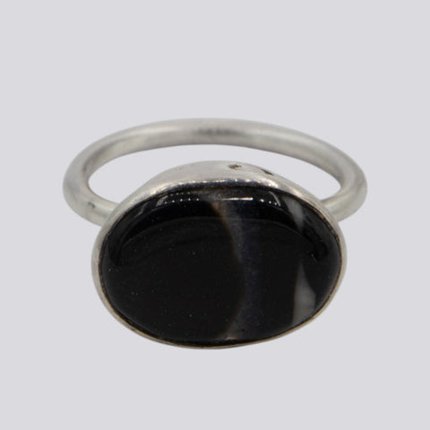 Banded Black Onyx Ring - Size 6 - RING 104