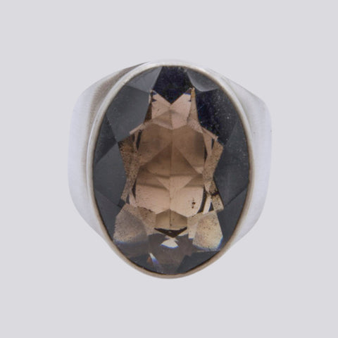 Faceted Smokey Quartz Ring - Size 6.5 - RING 108