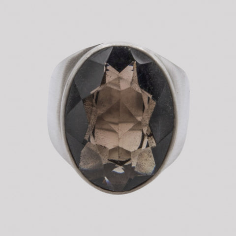 Faceted Smokey Quartz Ring - Size 6.5 - RING 108