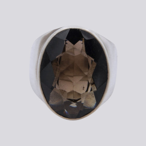 Faceted Smokey Quartz Ring - Size 6.5 - RING 108