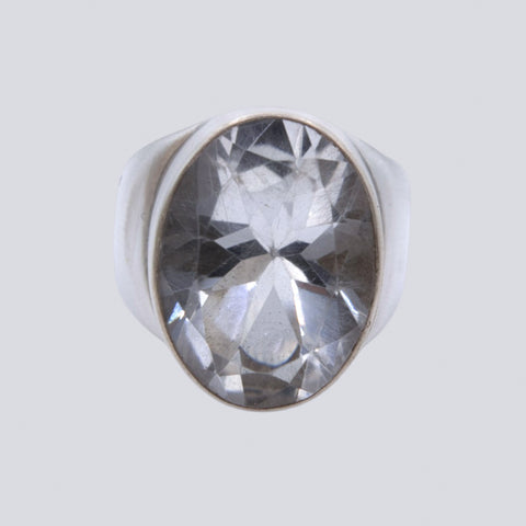 Faceted Clear Quartz Ring - Size 8 - RING 111