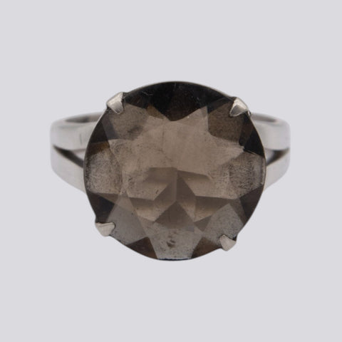 Faceted Smokey Quartz Ring - Size 8 - RING 114
