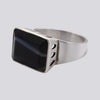 Banded Black Onyx Ring With Cut Outs - Size 8 - RING 115
