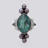 Faceted Apatite and Pink Pearl Ring - Size 5 - RING 116