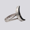 Banded Black Onyx Moon Ring - Size 8 - RING 123