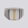 Sterling Silver Deco Ring with 22K Gold Inlay - Size 8 - RING 127