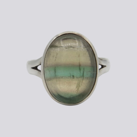 Sterling Silver Ring with Fluorite - Size 7 1/2 - RING 128
