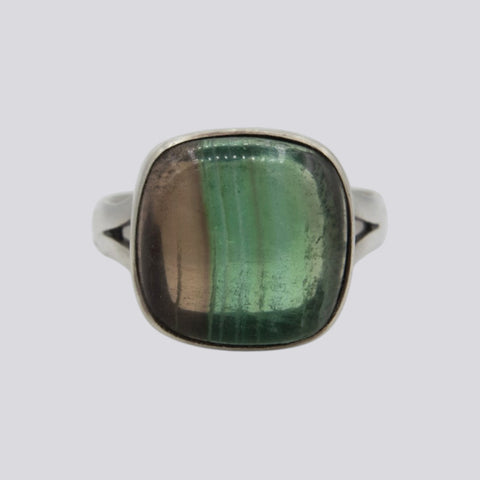 Sterling Silver Ring with Fluorite - Size 7 - RING 129