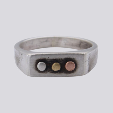 Sterling Silver Ring with Copper and Brass - Size 5 1/2 - RING 142