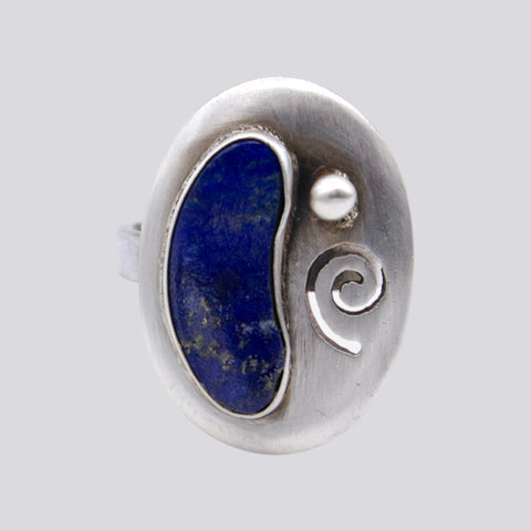 Lapis Ring with Cut Out - Size 7 - RING 145