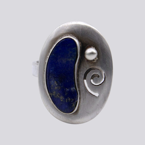 Lapis Ring with Cut Out - Size 7 - RING 145