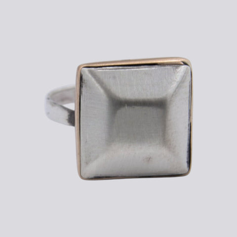 Faceted Sterling Silver Ring with 10K Rose Gold - RING 146