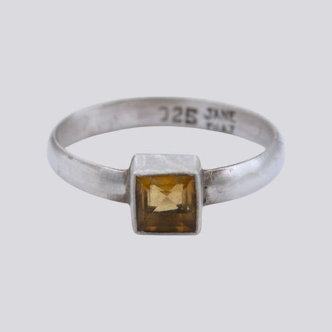 Faceted Square Citrine Ring - Size 8 1/2 - RING 157