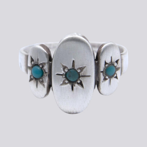 Star Set Turquoise Ring - Size 5 1/2 - RING 162