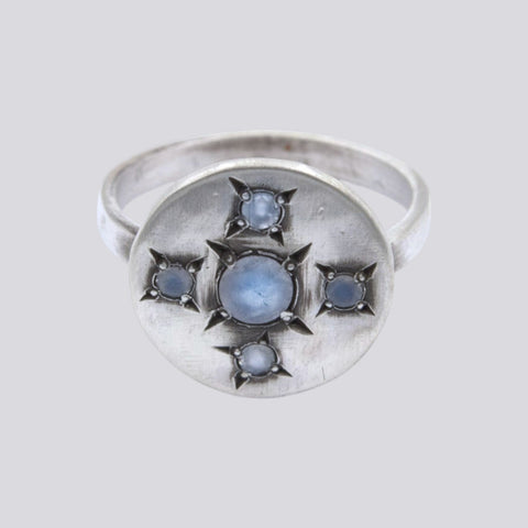 Star Set Rainbow Moonstone Ring - Size 7 - RING 169