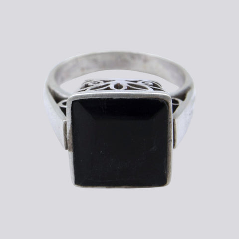 Faceted Black Onyx Ring - Size 7 - RING 173