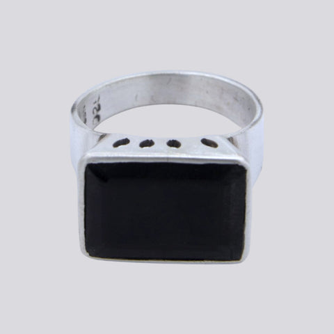 Faceted Black Onyx Ring - Size 8 - RING 174
