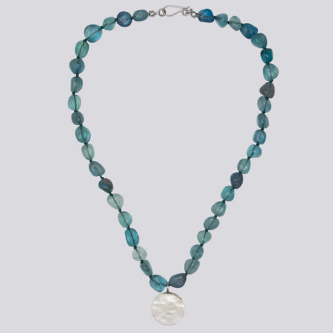 Knotted Fluorite Necklace with Disc