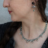 Knotted Green Quartz Necklace With Sterling Silver Pendants