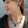 Knotted Emerald and Labradorite Charm Necklace
