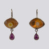 Eye Agate and Ruby Dangle Earrings- EARRINGS 36