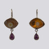 Eye Agate and Ruby Dangle Earrings