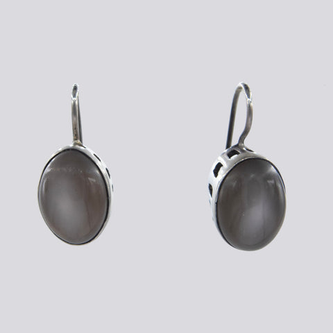 Grey Moonstone Cutout Earrings