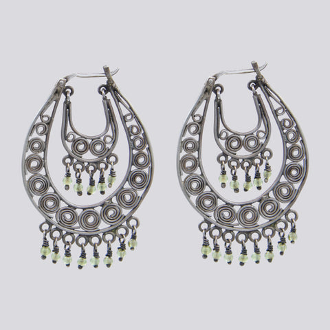 Peridot Filigree Hoops - EARRINGS 43