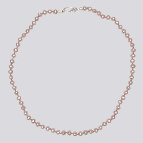 Knotted Pink Pearl Necklace - KNTPRL-26