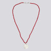 Knotted Coral Necklace With Hammered Pendant - NECKLACE 20