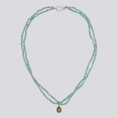 Apatite Necklace With Peridot Pendant - NECKLACE 22